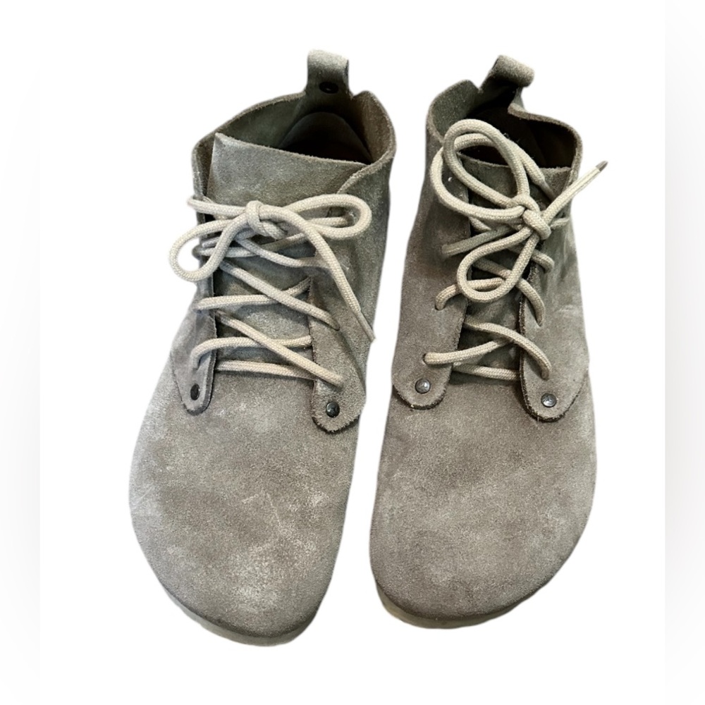 BIRKENSTOCK Dundee Suede Taupe Comfort Laced Ankle Boots Womens Sz 40 - Picture 3 of 6